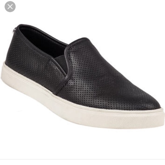 Black Leather Steve Madden Slip Ons 